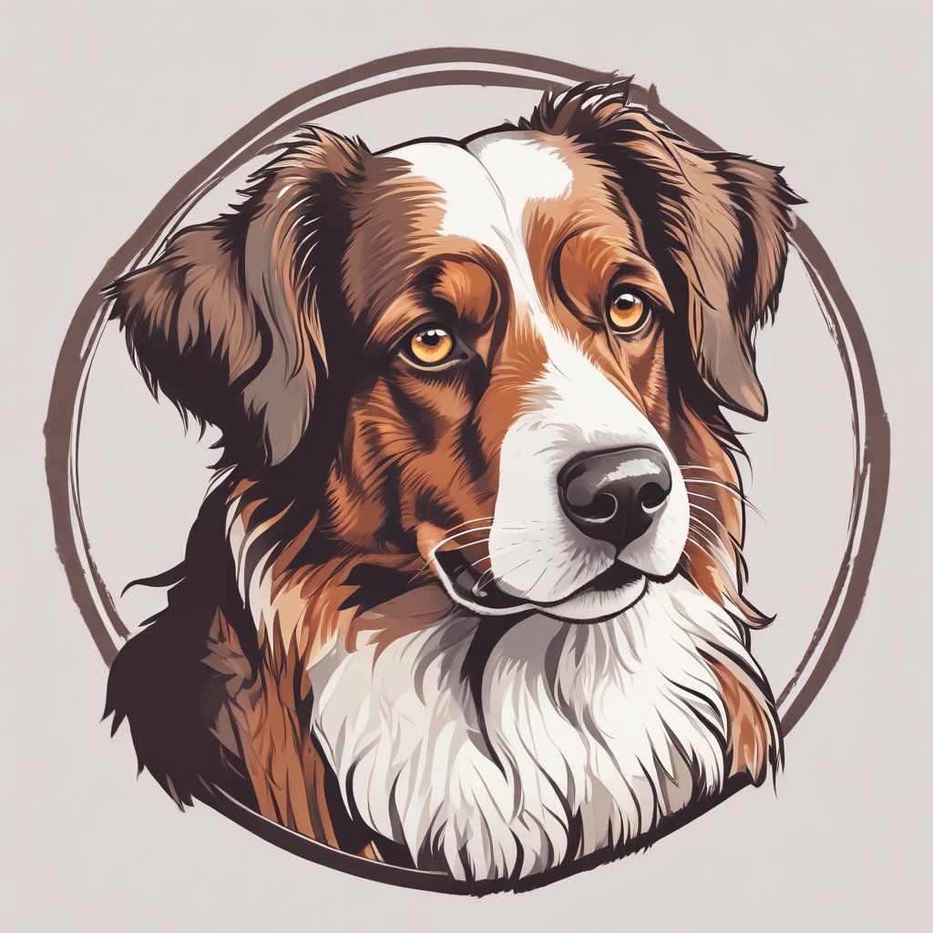 Logo of a red merle Australian Shepherd dog